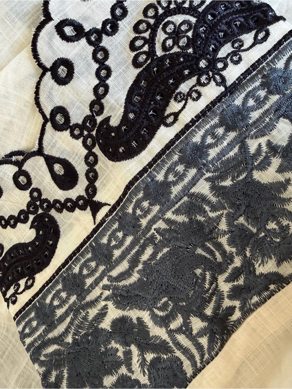 Embroidered Cream and Navy V-Neck Long Sleeve Kurta - Picture 6 of 6